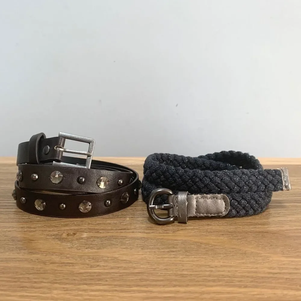 Lot Bundle of 2 Skinny Belts - Size 14